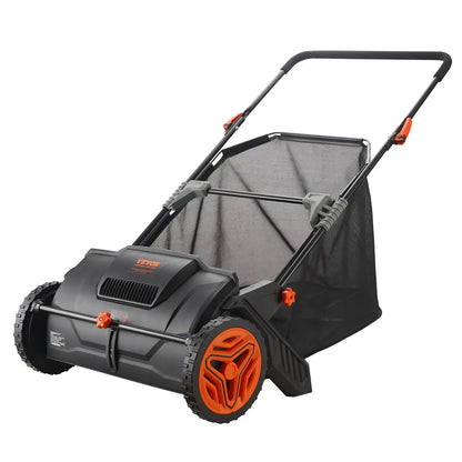 【fathersdaygift】VEVOR Push Lawn Sweeper 21-Inch Leaf & Grass Collector with 3.5 cu. ft. Mesh Collection Hopper Bag,2 Spinning Brushes & Strong Rubber Wheels