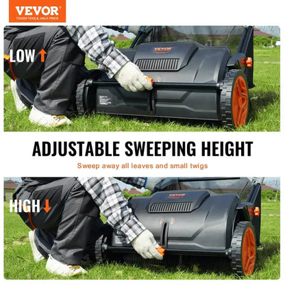 【fathersdaygift】VEVOR Push Lawn Sweeper 21-Inch Leaf & Grass Collector with 3.5 cu. ft. Mesh Collection Hopper Bag,2 Spinning Brushes & Strong Rubber Wheels