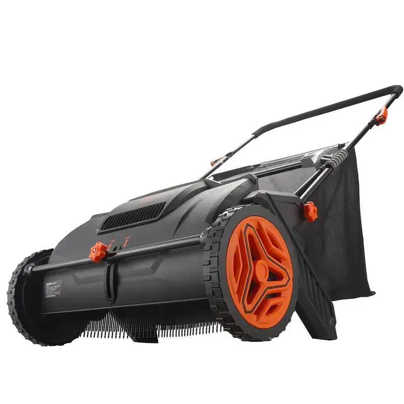 【fathersdaygift】VEVOR Push Lawn Sweeper 21-Inch Leaf & Grass Collector with 3.5 cu. ft. Mesh Collection Hopper Bag,2 Spinning Brushes & Strong Rubber Wheels