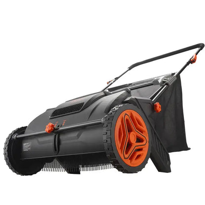 【fathersdaygift】VEVOR Push Lawn Sweeper 21-Inch Leaf & Grass Collector with 3.5 cu. ft. Mesh Collection Hopper Bag,2 Spinning Brushes & Strong Rubber Wheels